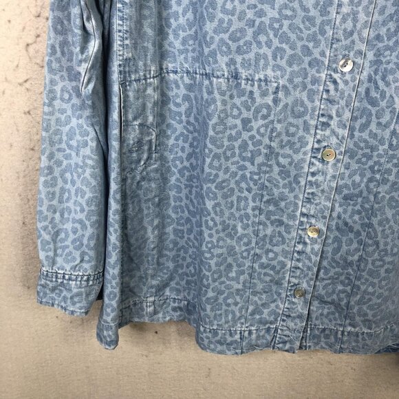 Soft Surroundings Shirt Womens 2X Blue Leopard Tencel Button Front SF3135 - Picture 9 of 16